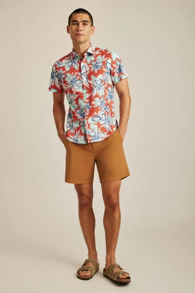 Men Riviera Short Sleeve Shirt Chili Corinth Floral Bonobos Casual Shirts