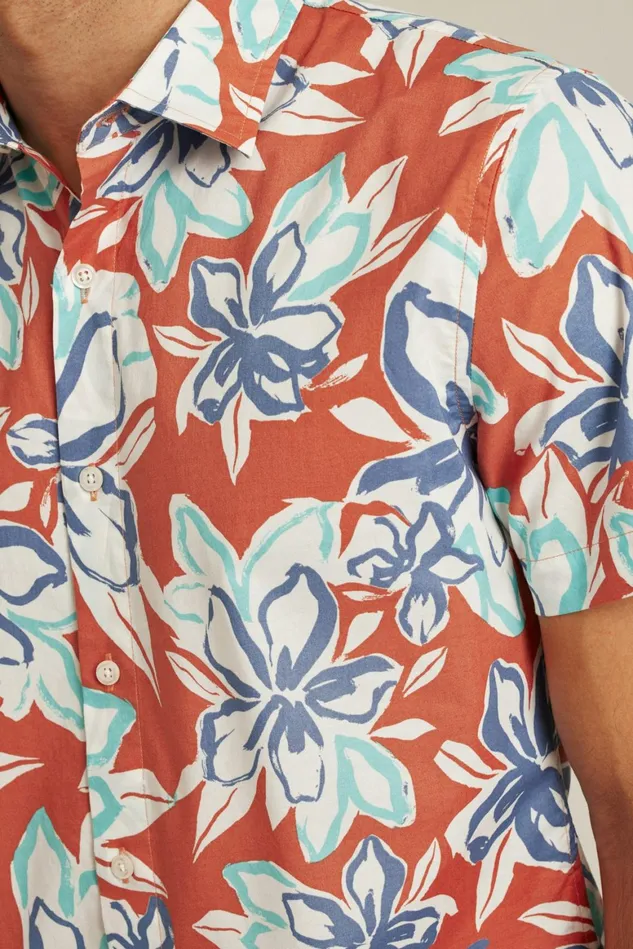 Men Riviera Short Sleeve Shirt Chili Corinth Floral Bonobos Casual Shirts