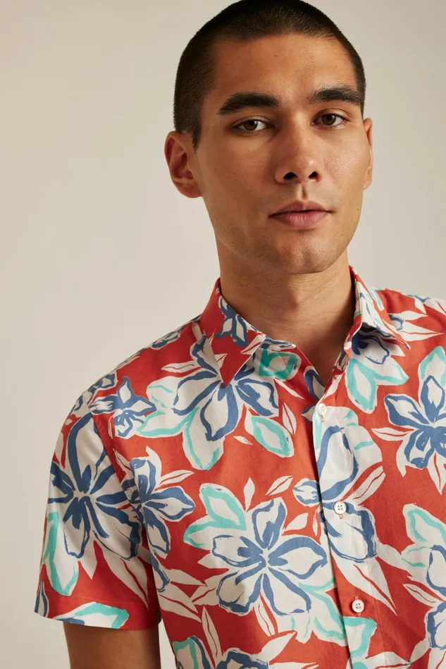Men Riviera Short Sleeve Shirt Chili Corinth Floral Bonobos Casual Shirts