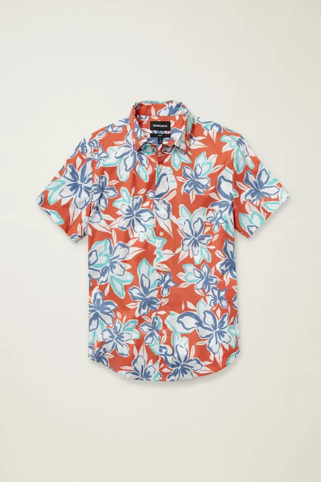 Men Riviera Short Sleeve Shirt Chili Corinth Floral Bonobos Casual Shirts