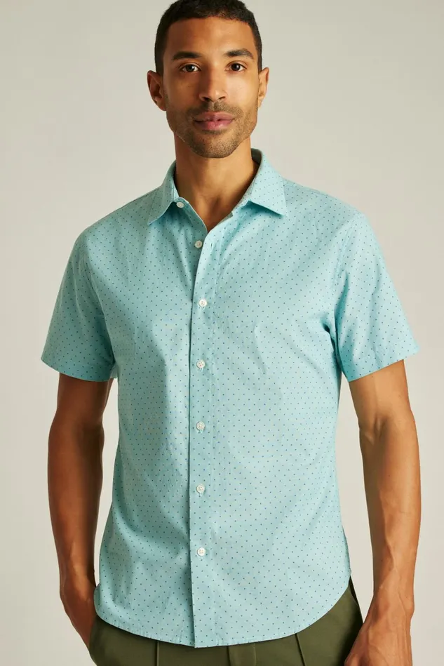 Men Riviera Short Sleeve Shirt High Tide Blue Dot Bonobos Casual Shirts
