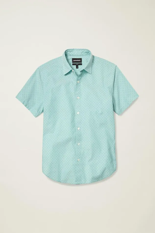 Men Riviera Short Sleeve Shirt High Tide Blue Dot Bonobos Casual Shirts