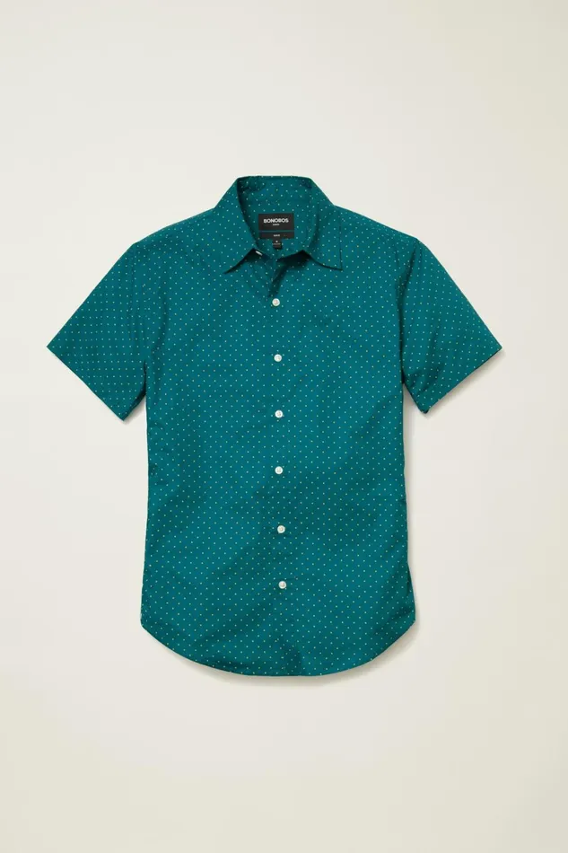 Men Riviera Short Sleeve Shirt Miller Blue Dot Bonobos Casual Shirts