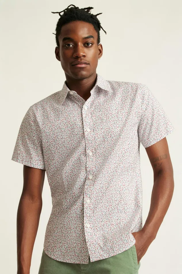 Men Riviera Short Sleeve Shirt Red Floral Scatter Bonobos Casual Shirts