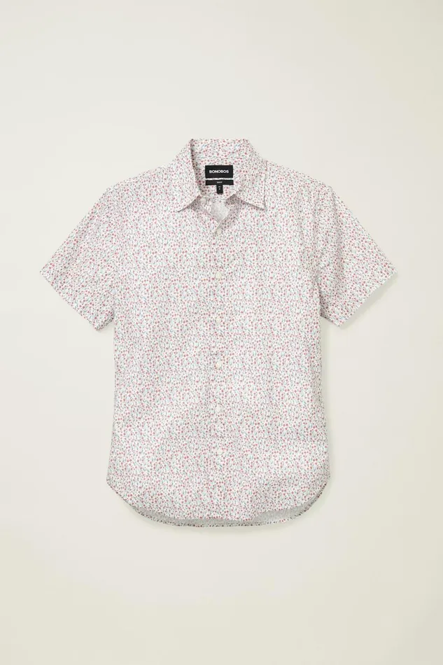 Men Riviera Short Sleeve Shirt Red Floral Scatter Bonobos Casual Shirts