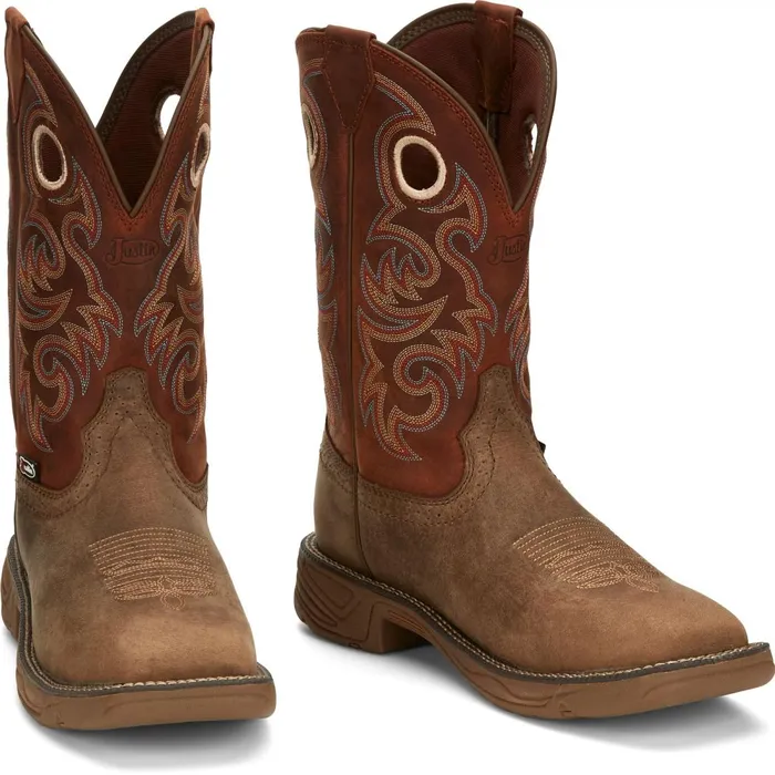 MEN Rush 11034 Waterproof Comp Toe Peanut Tan Justin Boots Work