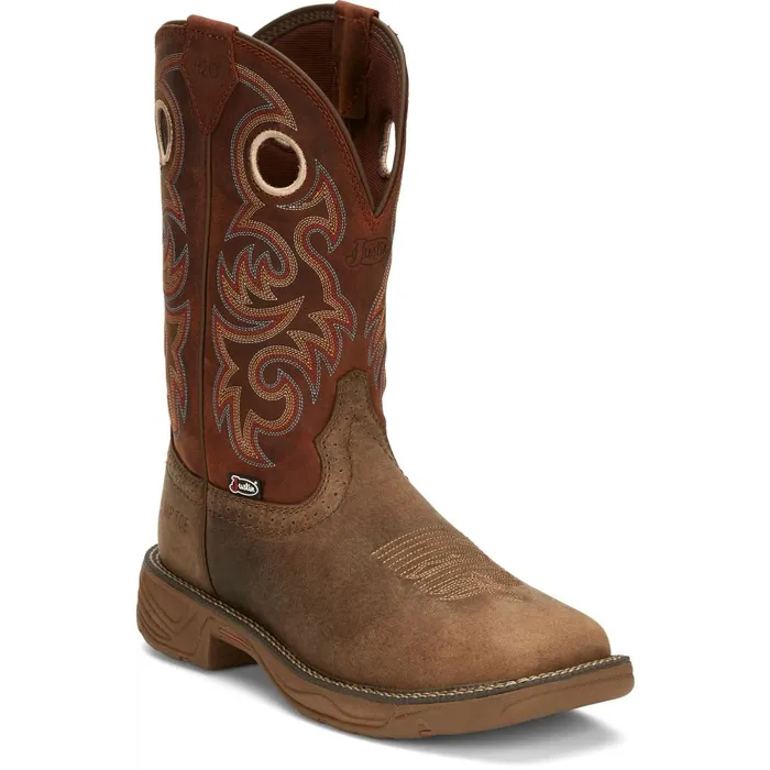 MEN Rush 11034 Waterproof Comp Toe Peanut Tan Justin Boots Work