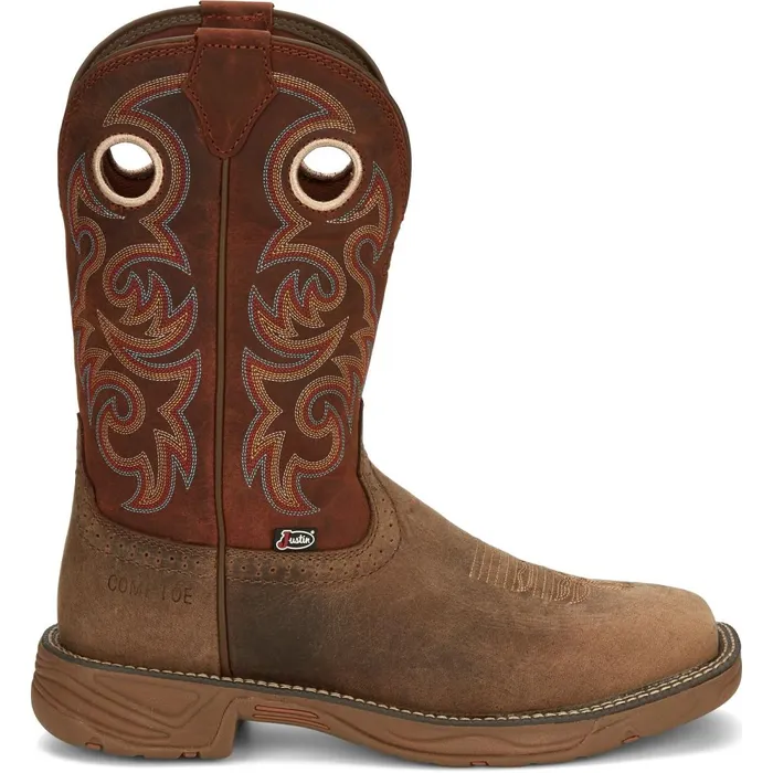 MEN Rush 11034 Waterproof Comp Toe Peanut Tan Justin Boots Work