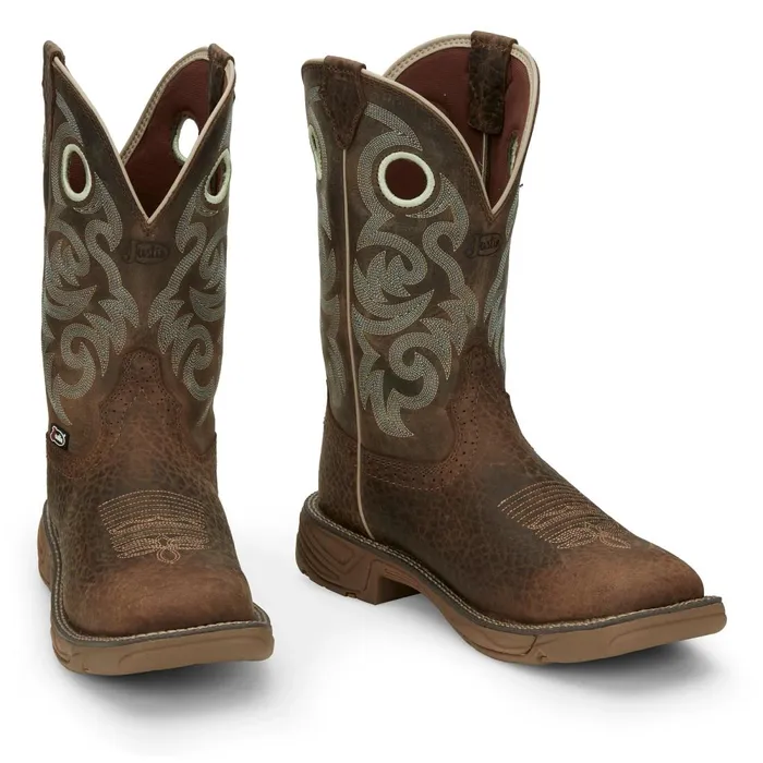 MEN Rush 11034 Western Work Mocha Brown Justin Boots Western