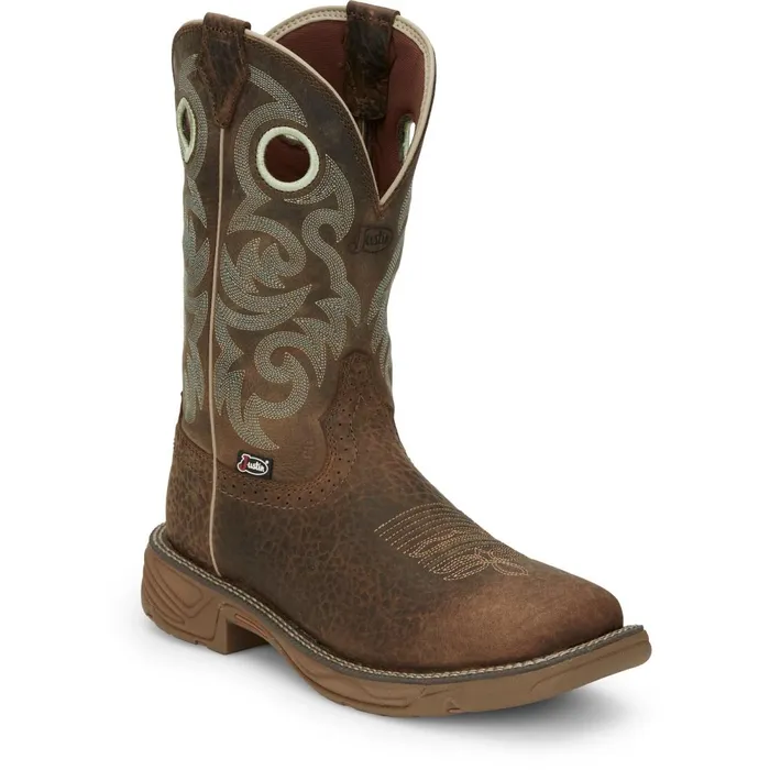 MEN Rush 11034 Western Work Mocha Brown Justin Boots Western