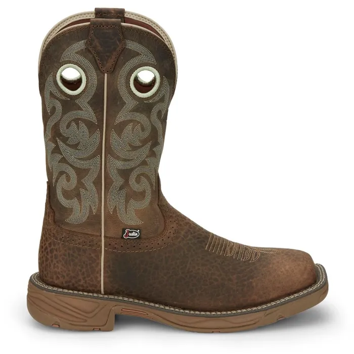 MEN Rush 11034 Western Work Mocha Brown Justin Boots Western