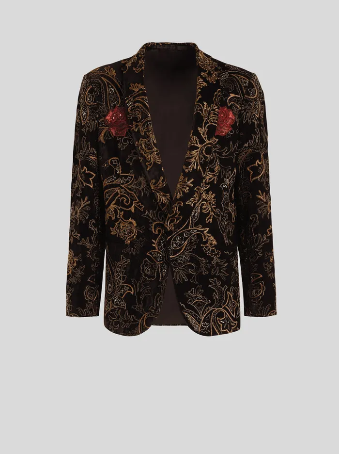 Men SemiTraditional Jacket Embroidered With Paisley Patterns And Rose Etro Jackets