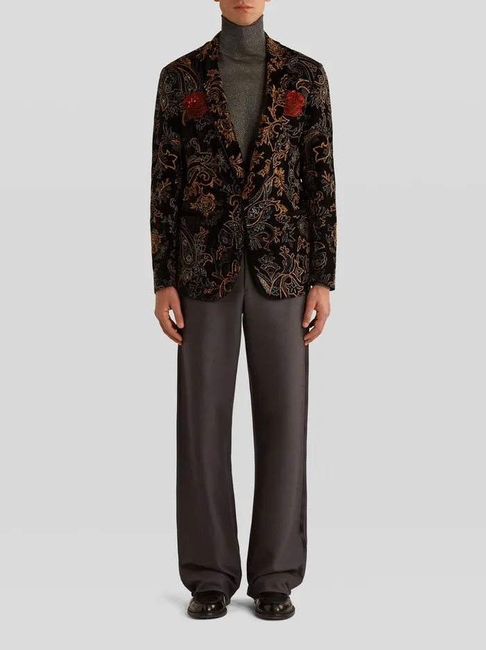 Men SemiTraditional Jacket Embroidered With Paisley Patterns And Rose Etro Jackets