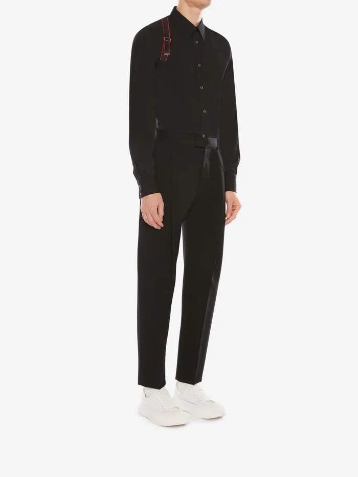 Men Shirts Alexander McQueen Alexander Mcqueen Signature Harness Shirt Black