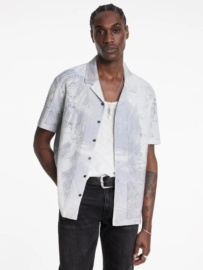 Men Shirts John Varvatos ARYA CAMP SHIRT White Sand