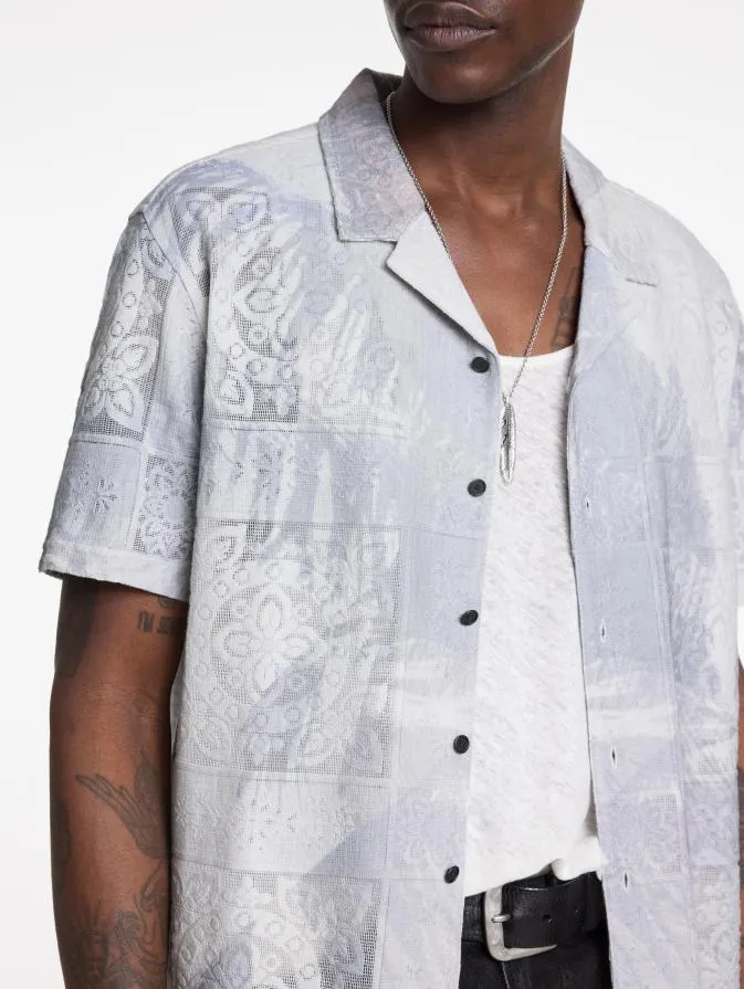 Men Shirts John Varvatos ARYA CAMP SHIRT White Sand