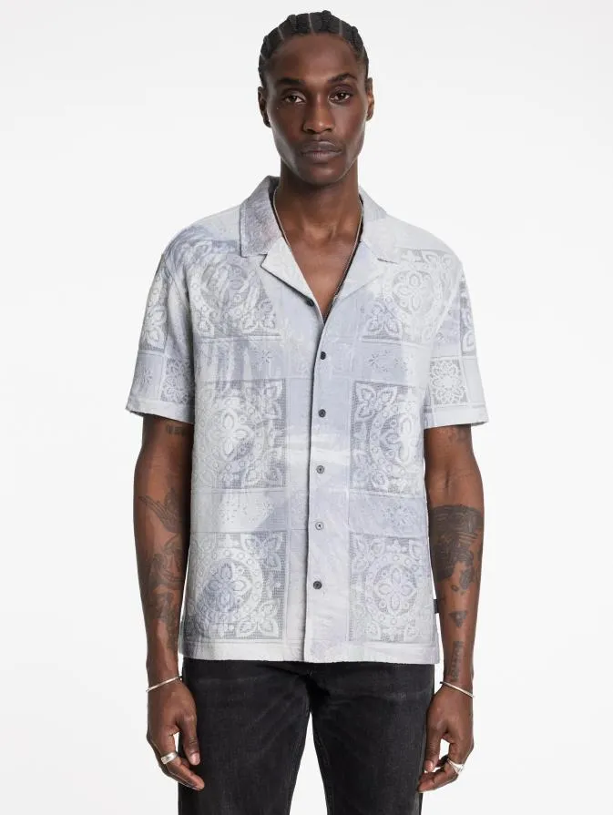 Men Shirts John Varvatos ARYA CAMP SHIRT White Sand