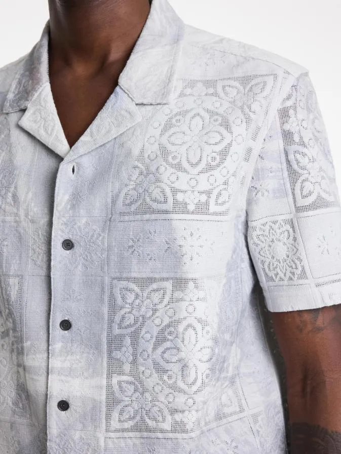 Men Shirts John Varvatos ARYA CAMP SHIRT White Sand