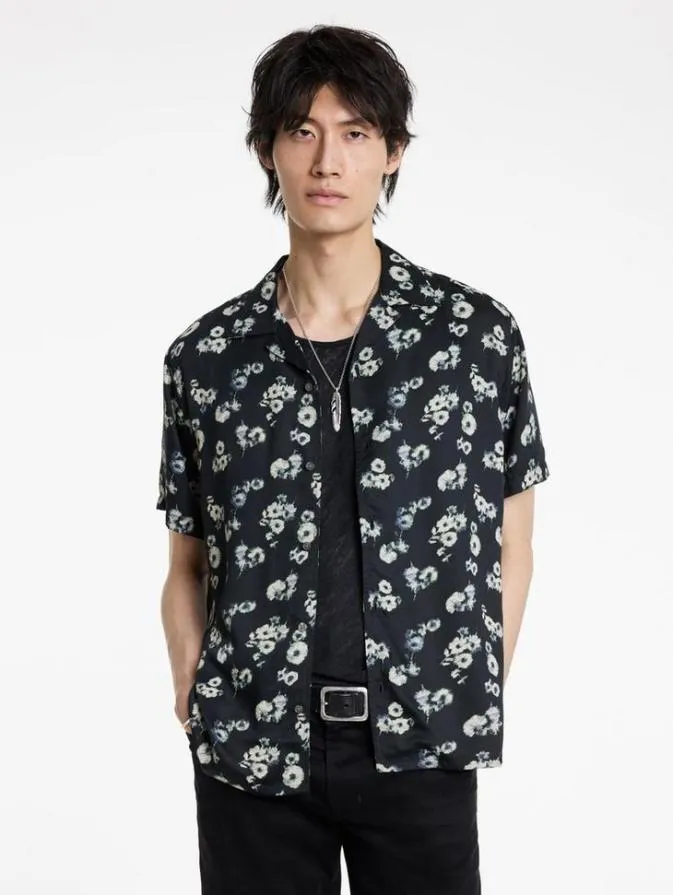 Men Shirts John Varvatos DAN CAMP SHIRT Black