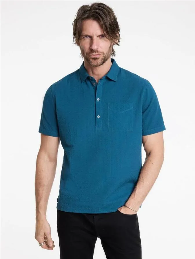 Men Shirts John Varvatos MAURICE POPOVER SHIRT Dk Bluwht