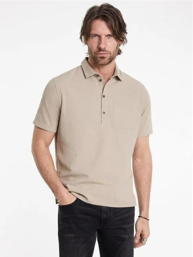 Men Shirts John Varvatos MAURICE POPOVER SHIRT Pebble