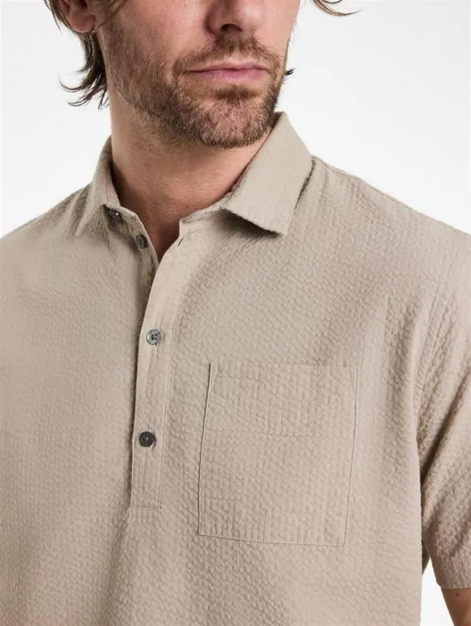 Men Shirts John Varvatos MAURICE POPOVER SHIRT Pebble