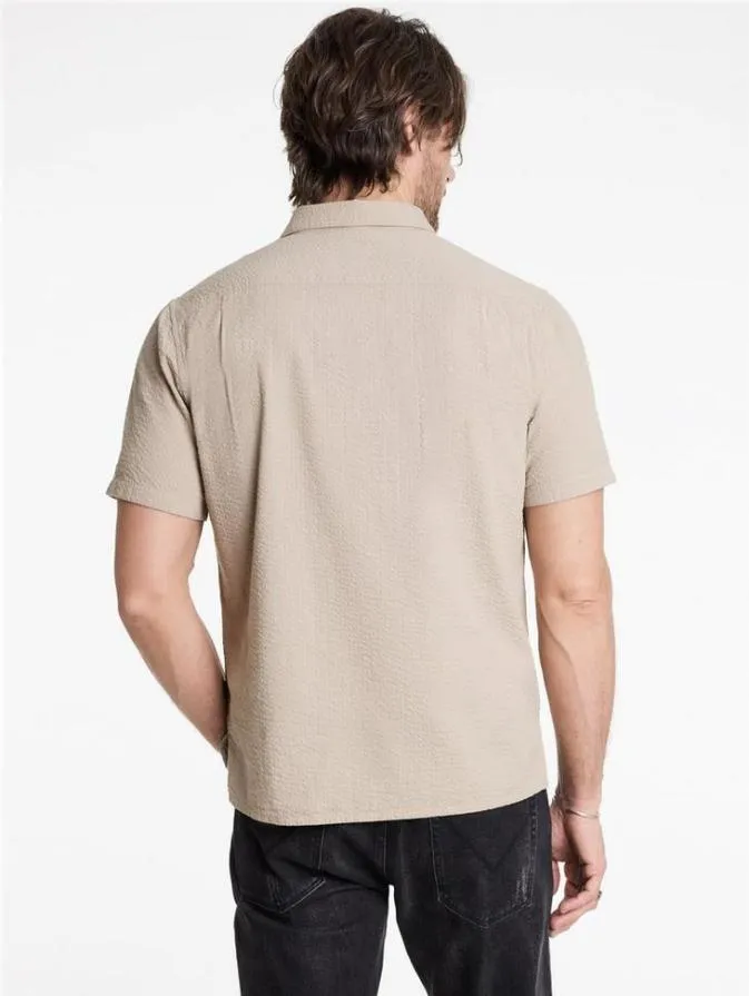 Men Shirts John Varvatos MAURICE POPOVER SHIRT Pebble