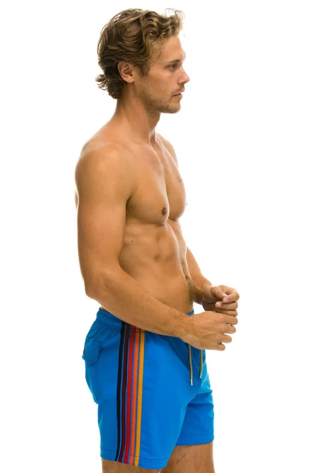 Men Shorts Aviator Nation 5 Stripe Flex Shorts 8211 Parrot Blue