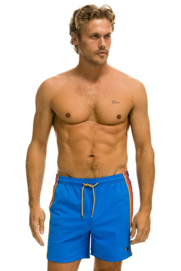 Men Shorts Aviator Nation 5 Stripe Flex Shorts 8211 Parrot Blue