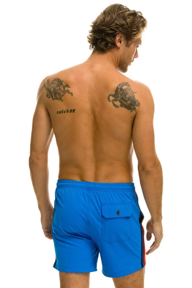 Men Shorts Aviator Nation 5 Stripe Flex Shorts 8211 Parrot Blue