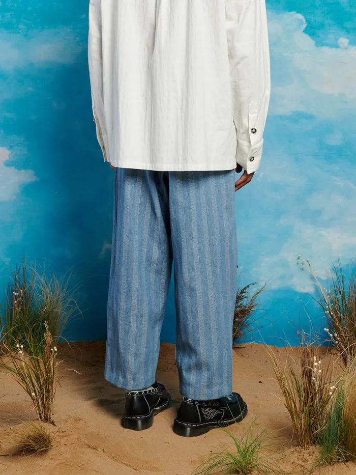 Men Sister Jane Trousers Cameron Stripe Applique Trousers Gray Blue