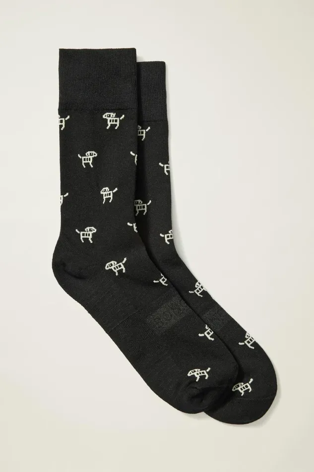 Men Soft Everyday Socks Black And White Robo Dog Bonobos Socks and Underwear