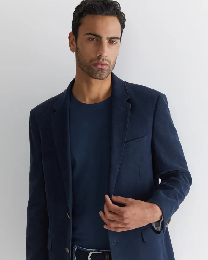 Men Sportscraft Jackets and Blazers Italian Moleskin Blazer Navy
