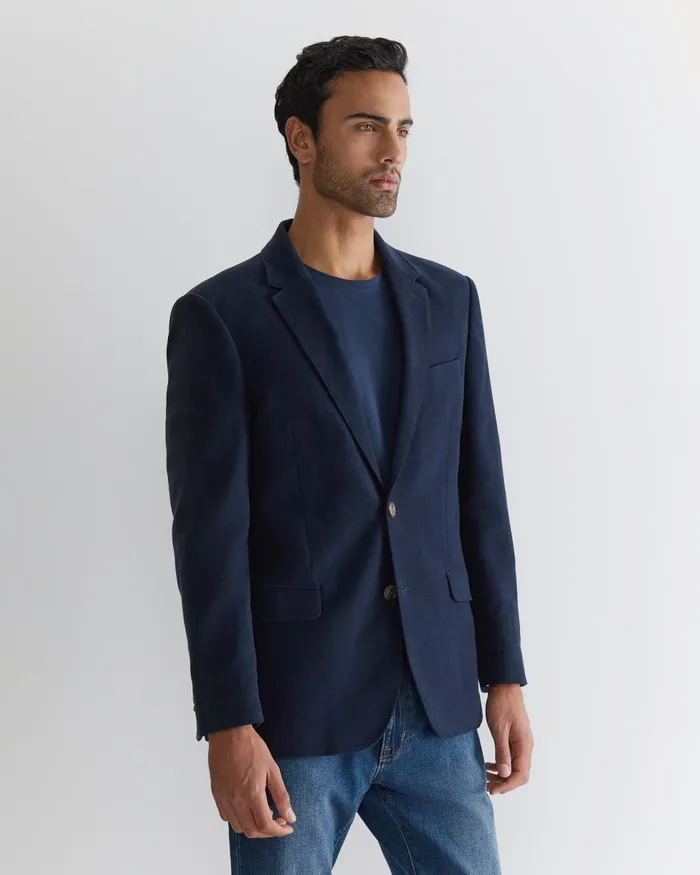 Men Sportscraft Jackets and Blazers Italian Moleskin Blazer Navy