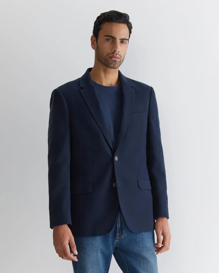 Men Sportscraft Jackets and Blazers Italian Moleskin Blazer Navy