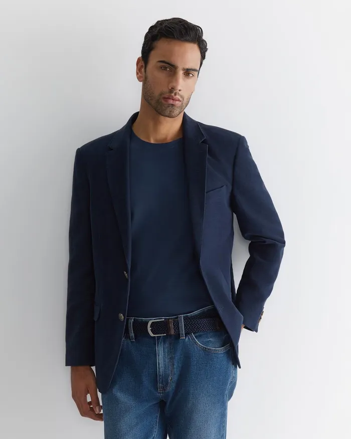 Men Sportscraft Jackets and Blazers Italian Moleskin Blazer Navy