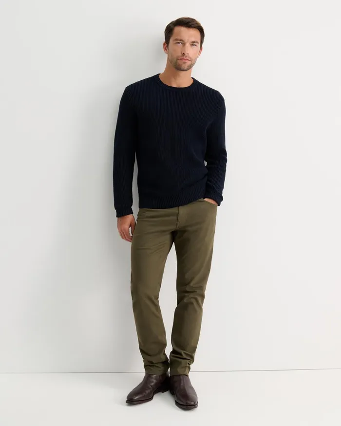 Men Sportscraft Knitwear Finn Rib Crew Neck Knit Navy