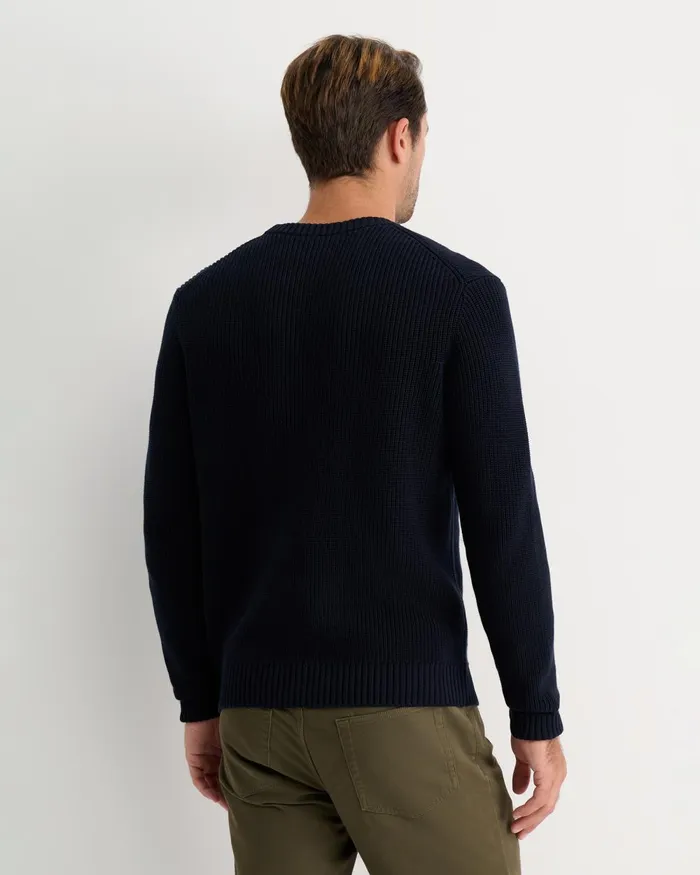 Men Sportscraft Knitwear Finn Rib Crew Neck Knit Navy