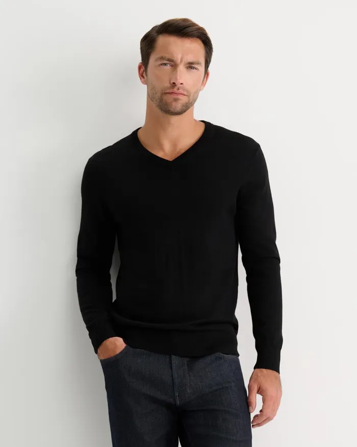 Men Sportscraft Knitwear Merino VNeck Knit Black