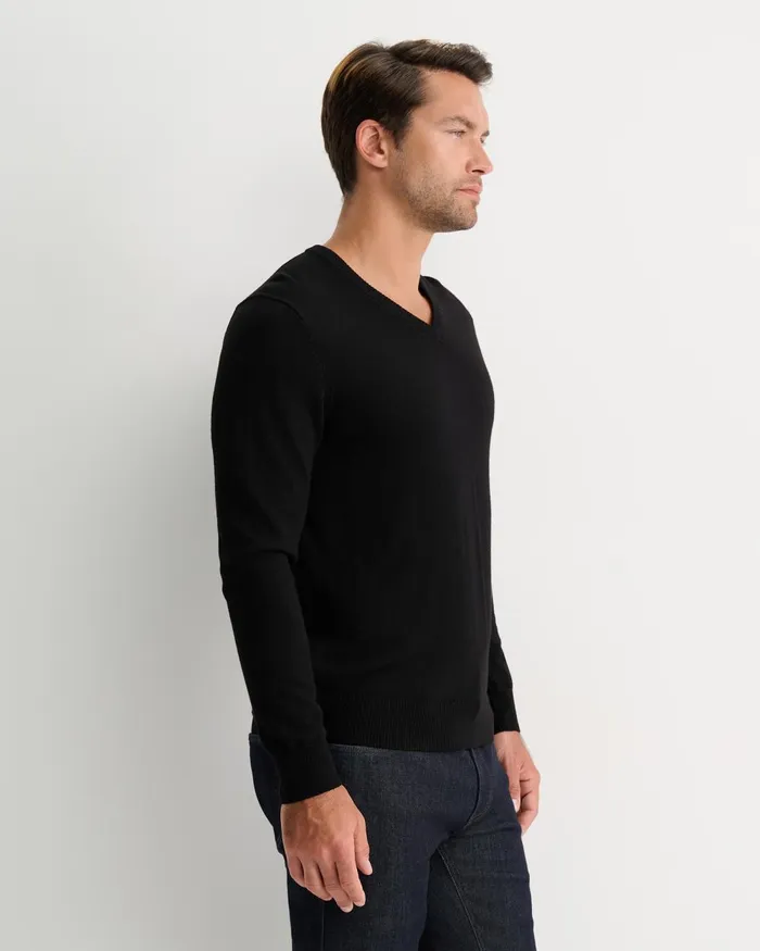 Men Sportscraft Knitwear Merino VNeck Knit Black