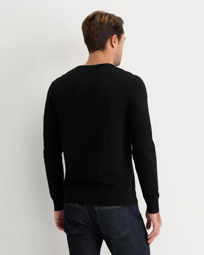 Men Sportscraft Knitwear Merino VNeck Knit Black