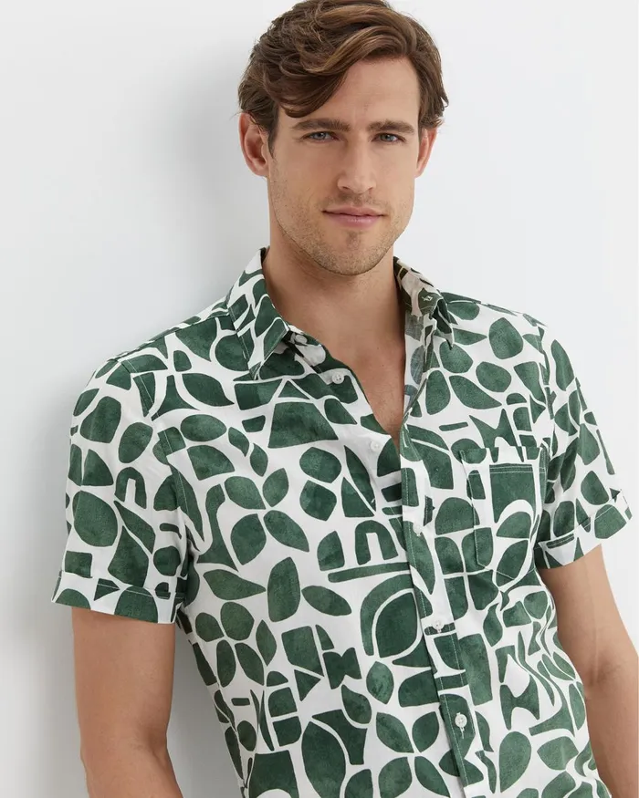 Men Sportscraft Shirts Ezra Short Sleeve Shirt Elm