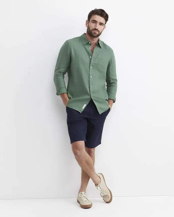 Men Sportscraft Shirts Long Sleeve Linen Shirt Elm