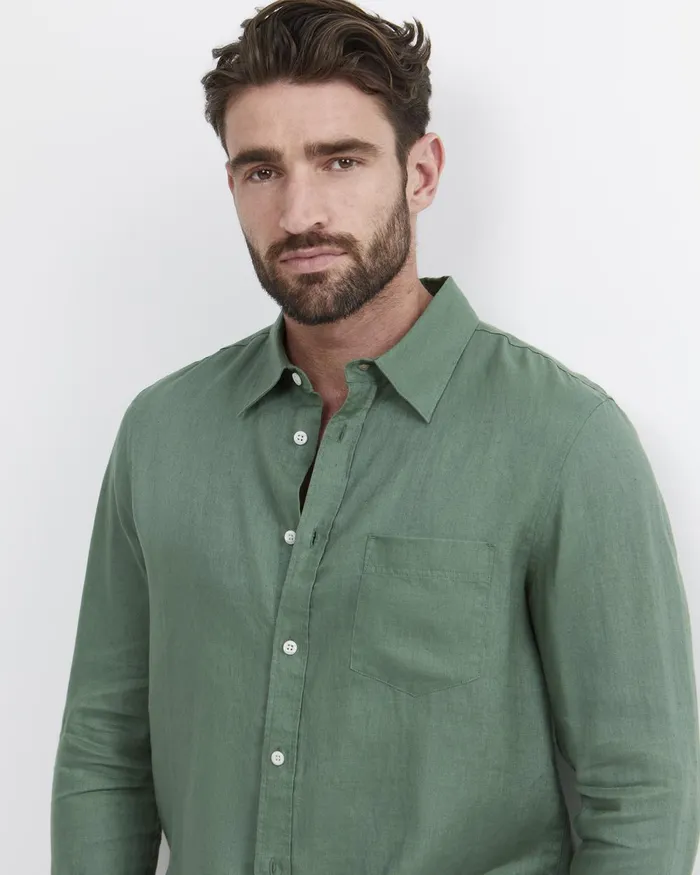 Men Sportscraft Shirts Long Sleeve Linen Shirt Elm