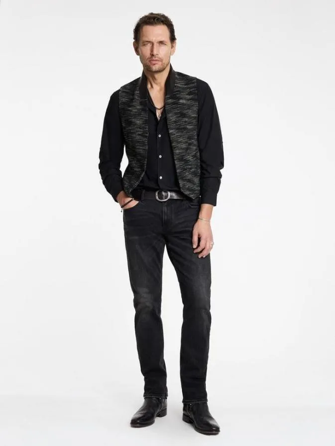 Men Suit Jackets John Varvatos HONE SHAWL COLLAR VEST Blackwhite