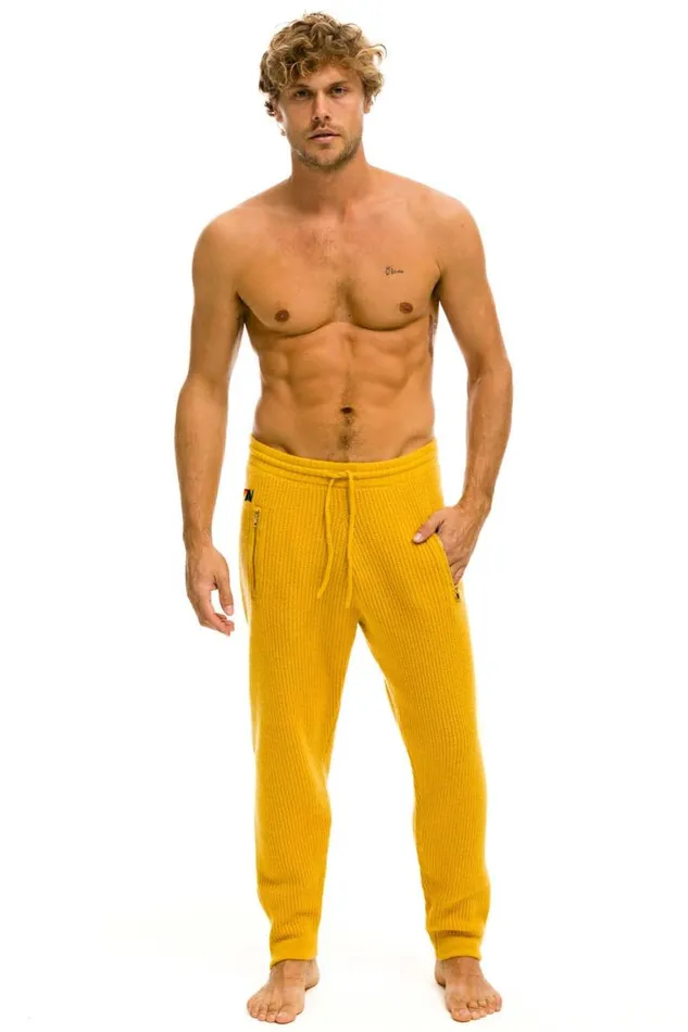 Men Sweatpants Aviator Nation Vintage Cabin Cashmere Sweater Pant Gold