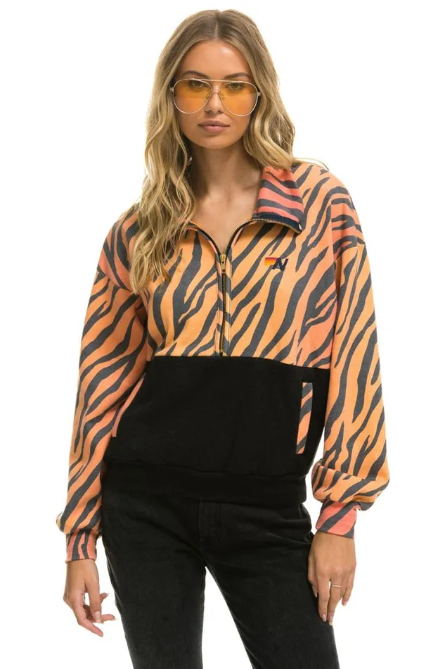 Men Sweatshirts Aviator Nation Fleece Unisex Half Zip Color Block Jacket 8211 Tiger Men Sweatshirts Aviator Nation Fleece Unisex Half Zip Color Block Jacket 8211 Tiger