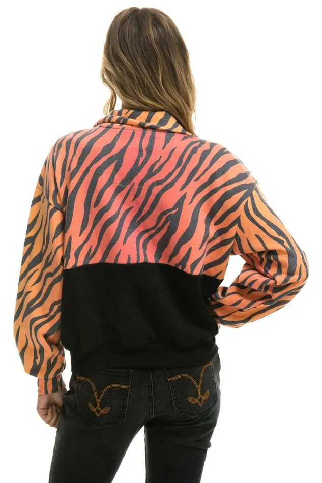 Men Sweatshirts Aviator Nation Fleece Unisex Half Zip Color Block Jacket 8211 Tiger