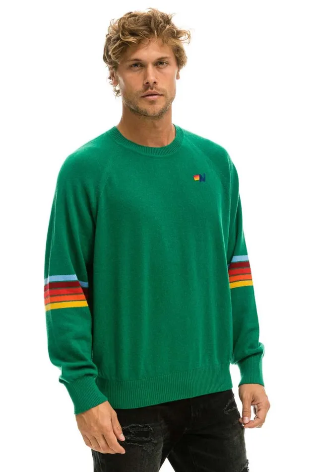 Men Sweatshirts Aviator Nation Rainbow Stripe Sleeve Unisex Cashmere Light Sweater 8211 Amazon