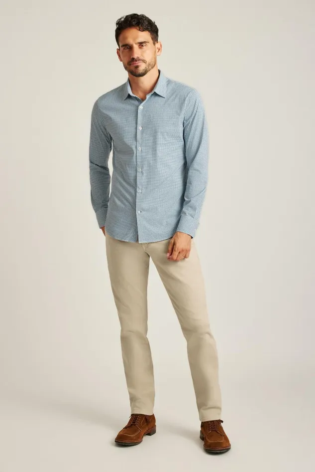 Men Tech Button Down Shirt Blue Hughes Check Bonobos Casual Shirts